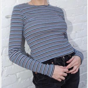 Long-sleeved blue striped Brandy Melville top